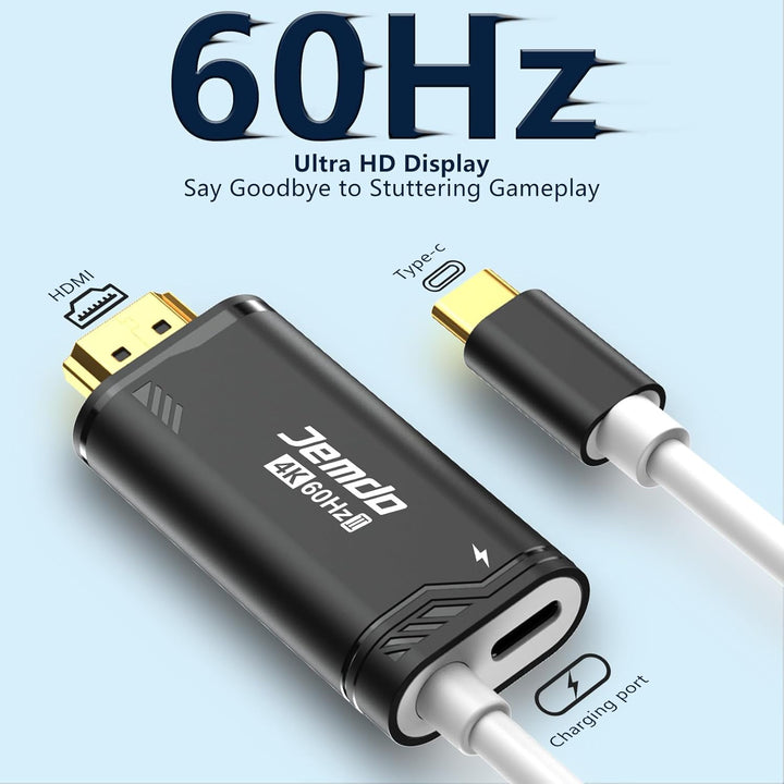 JEMDO Switch 2 Dock HDMI Kabel für Fernseher, 4K 60Hz 18 Gbps USB C zu HDMI 2.0 2m, 100W PD Spielen