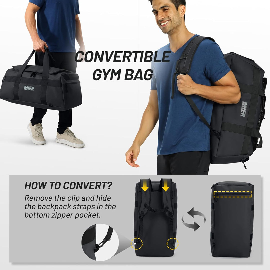 MIER Sporttasche gross Reisetasche mit Schuhfach 60L Sportrucksack Duffle Bag Fitness Trainingstasch