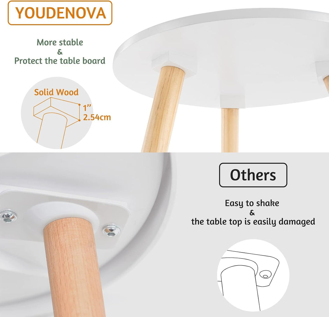 YOUDENOVA Beistelltische Holz, Couchtisch rund, Ø42x52cm, Wohnzimmertisch, Nachttisch mit Tablett, S
