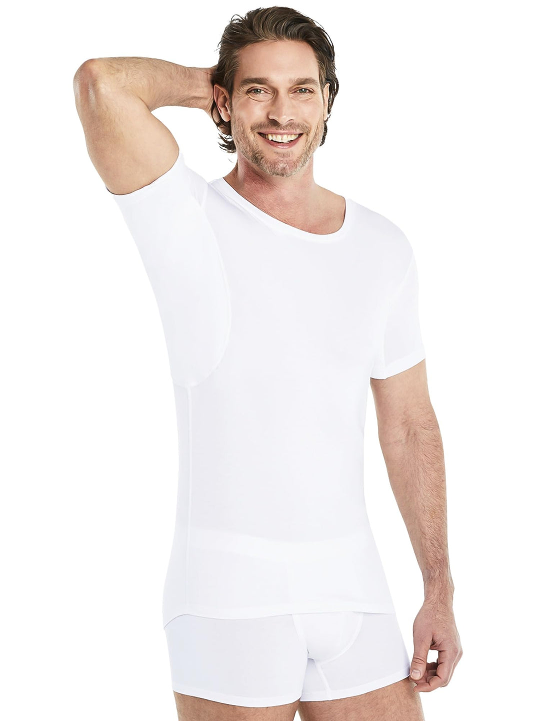 FINN Anti-Schweiss Unterhemd Herren mit Rundhals-Ausschnitt - Unterziehshirt Männer mit Einsätzen ge