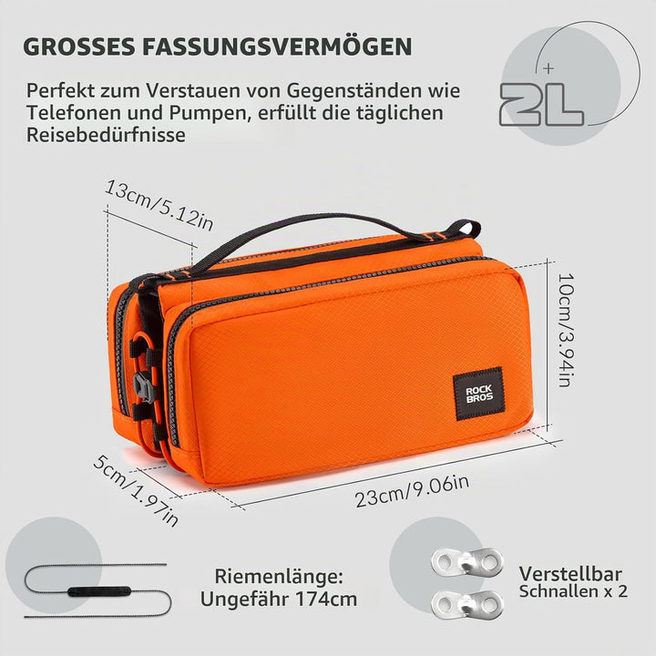 ROCKBROS Fahrrad Rahmentasche Fahrradtasche Rahmen Aufbewahrungstasche mit Schultergurt Fahrrad Ober