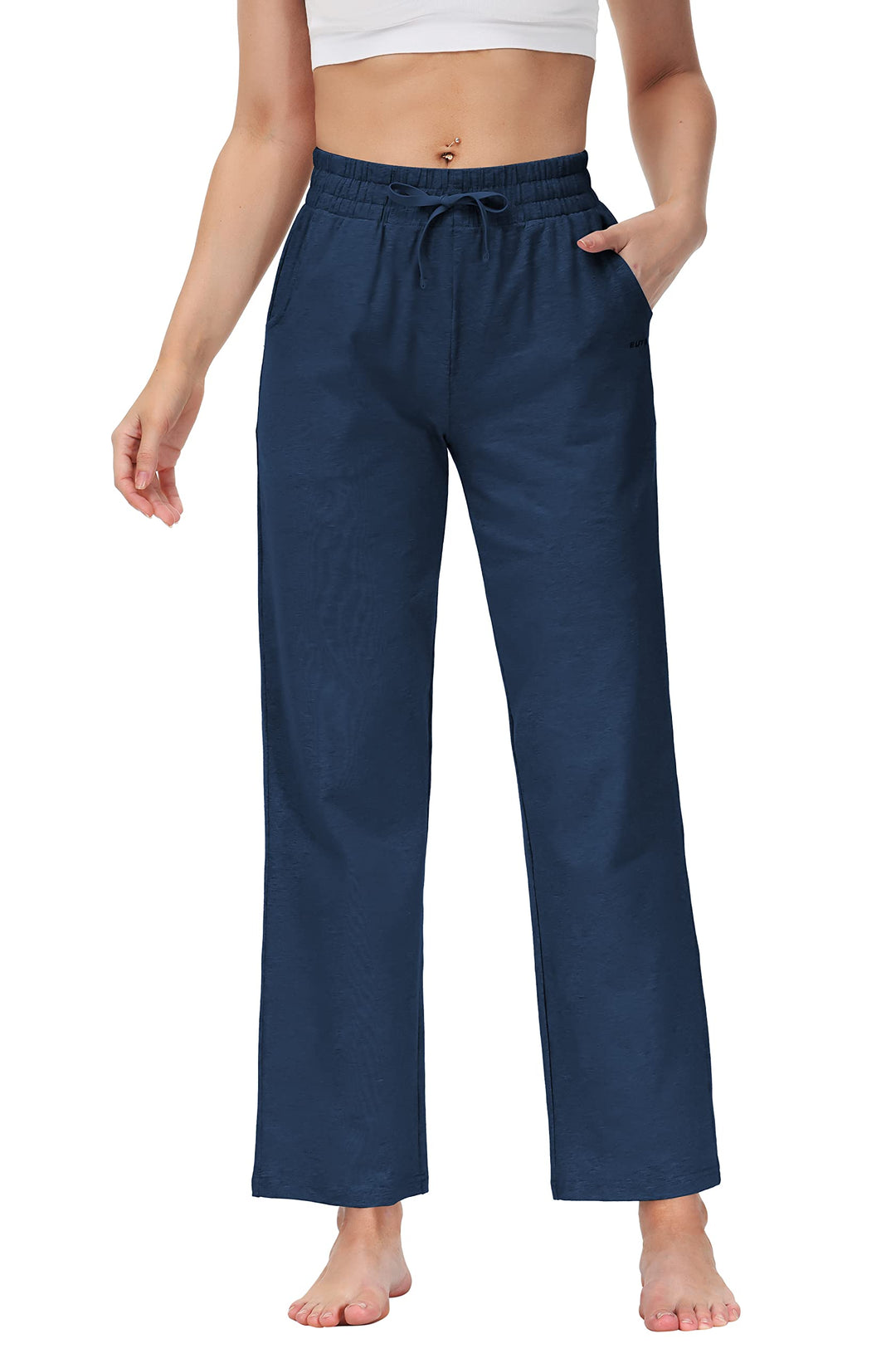 Butrends Damen Jogginghose Baumwolle mit offenem Boden Yoga Sporthose Hohe Taile Trainingshose Loung