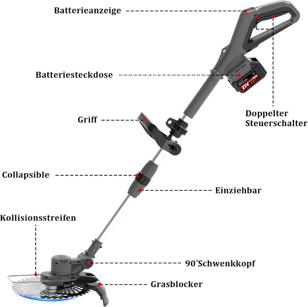 Bürstenloser Rasentrimmer mit Akku 2 4,0Ah, Rasentrimmer für Makita-Akkus,Freischneider mit Unkrautb