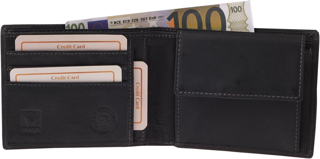 Greenburry Vintage RFID Geldbeutel Leder Herren Geldbörse schwarz