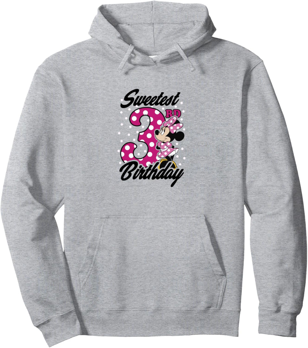 Disney Minnie Mouse Pink Polka Dot Sweetest 3rd Birthday Pullover Hoodie