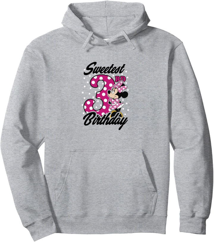 Disney Minnie Mouse Pink Polka Dot Sweetest 3rd Birthday Pullover Hoodie