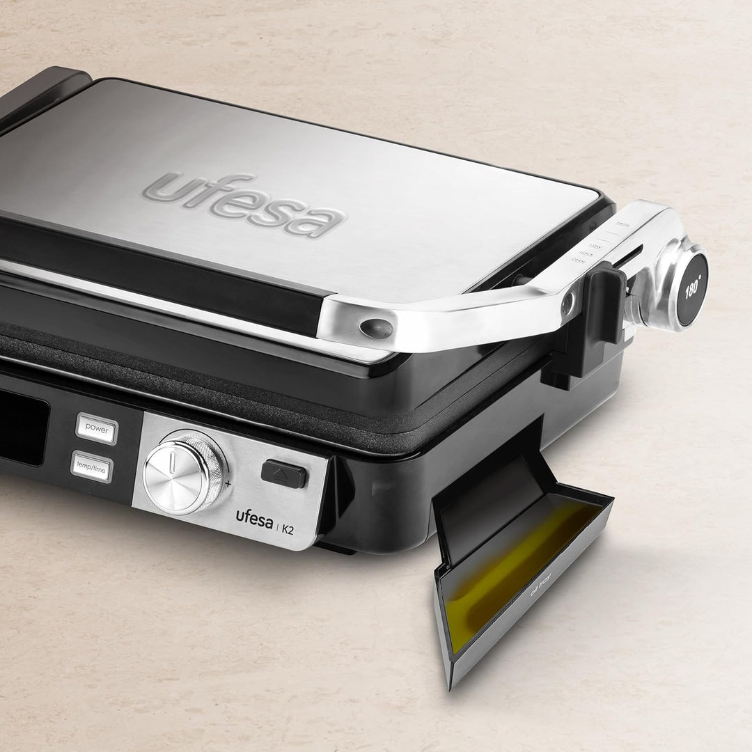 Ufesa Elektrogrill K2 2000W – Sandwichmaker, Elektrische Kochplatte und Grill, 180º Öffnung, LED-Anz