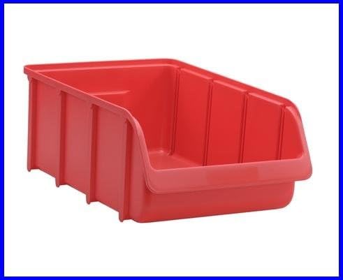 4 Stapelboxen Sichtboxen Lagerboxen Gr. 5 rot 315x460x185 mm von "hünersdorff"
