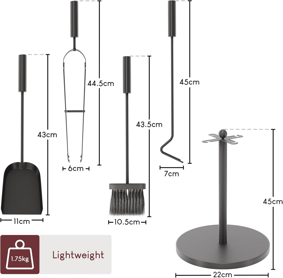 Fire Vida Warwick Kaminbesteck-Set, traditionell, Metall, schwarz, 5-teilig