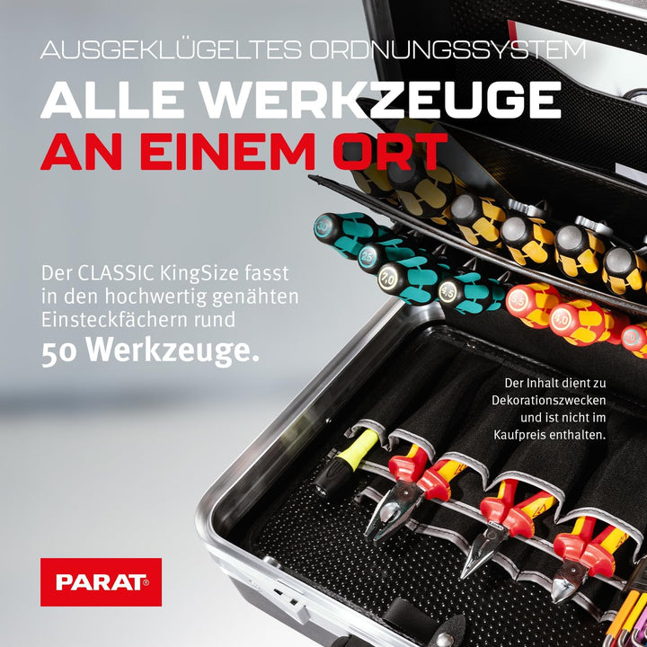 PARAT CLASSIC KingSize | Werkzeugkoffer leer für 50 Werkzeuge | inkl. BASIC Roll-Up Case 8 | Alumini