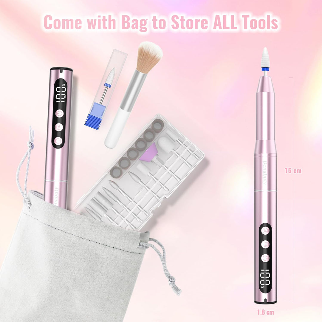 Nagelfräser Kabellos 35000 U/Min, Elektrische Nagelfeile 12 in 1 Fräser Nägel Professionell Nail Dri