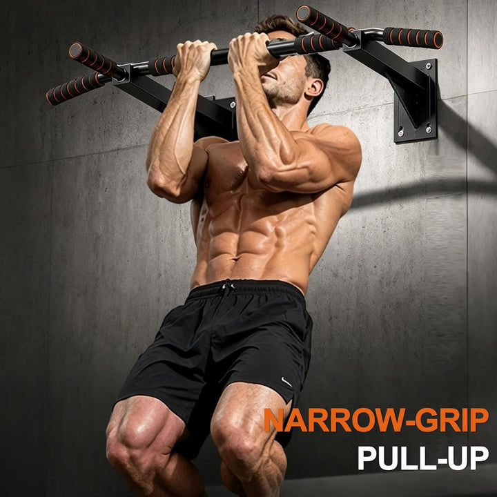 Klimmzugstange Wandmontage, Wand Pull Up Bar mit 200 kg Tragfähigkeit & Mehrfachgriffen für Heimtrai