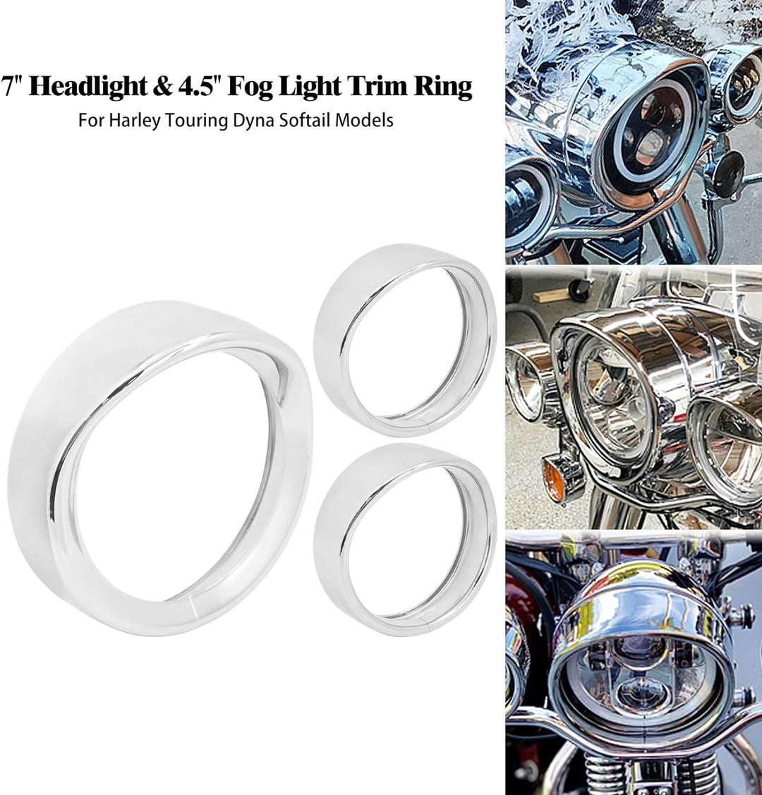 HCmotorku Motorrad 17,8 cm Scheinwerfer-Zierring 11,4 cm Nebelscheinwerfer-Zierring-Set Visier-Stil