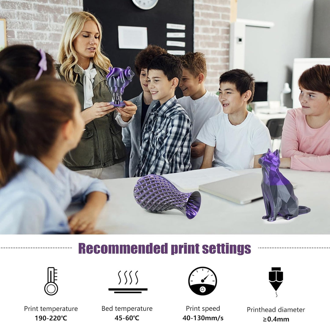 iSANMATE Dual Silk PLA Filament 1.75mm, Dual Schwarz Violett Seide PLA Filament 3d Drucker Filament