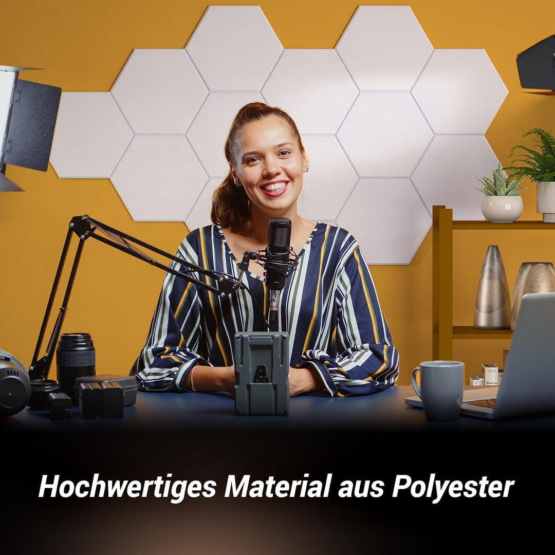 TONOR 12 Stück Hexagon Akustikplatten selbstklebend, Schallabsorber Schallschutz mit Hochdichte Wand