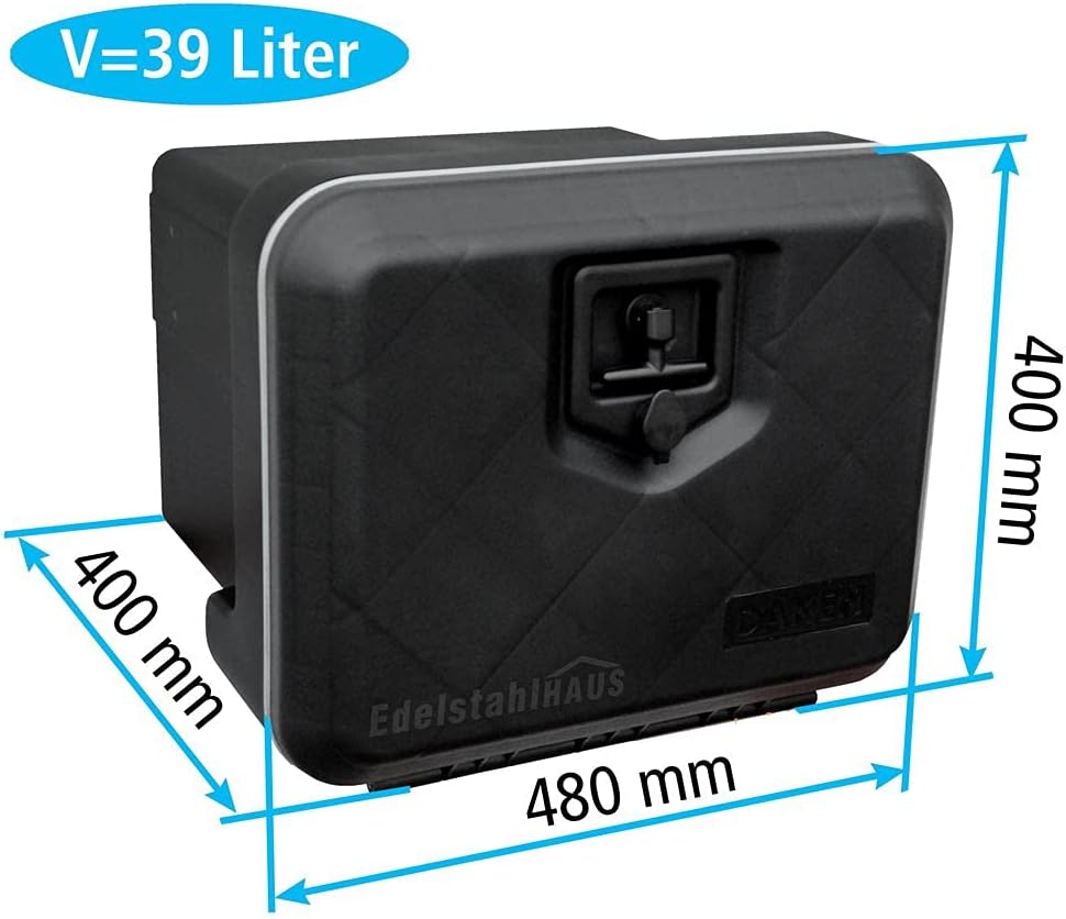 LKW Staukasten aus Kunststoff 480x400x400mm, 39 ltr, Edelstahlhaus Werkzeugkasten, Staubox, Daken W0