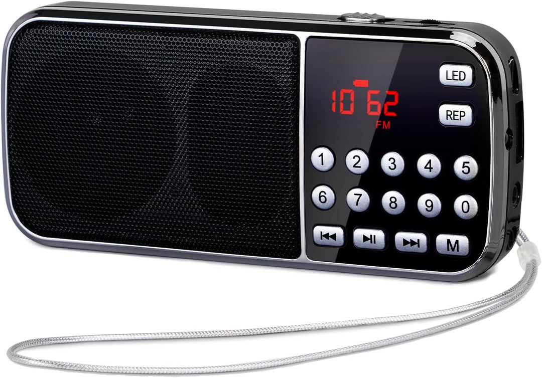 PRUNUS J-189 FM/UKW Kleines Radio mit Bluetooth, Kofferradio mit Heavy Bass Lautsprechern, TF/USB/AU