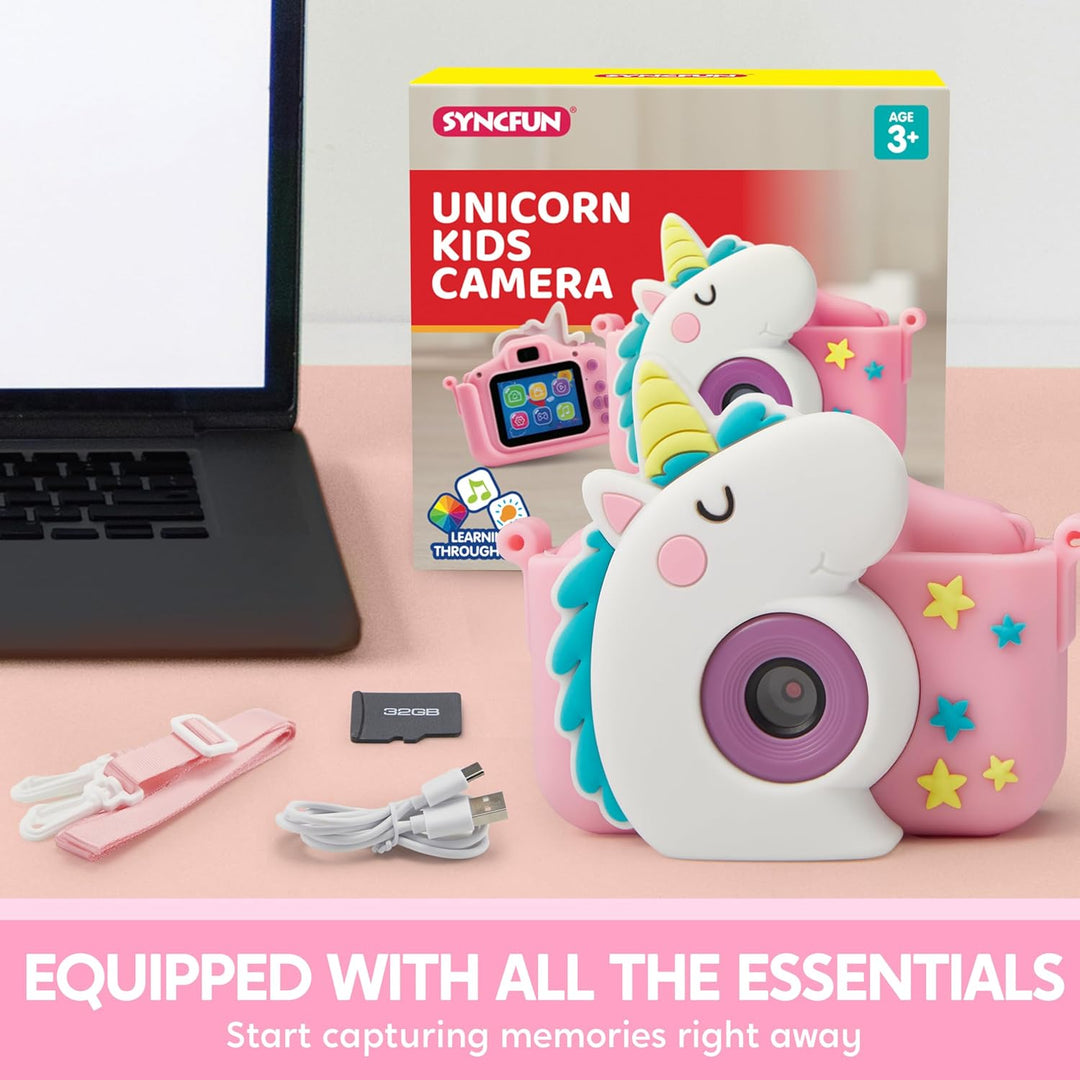 SYNCFUN Kinderkamera,Digitalkamera Kinder Spielzeug 1080P HD Kinder Kamera mit 32GB Karte Fotoappara