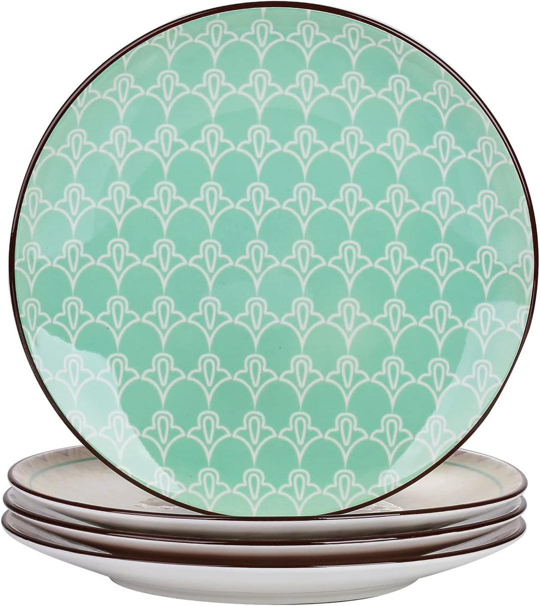 vancasso Kuchenteller Porzellan, 4 teilig Tulip Desserteller für Frühstück, Serie Mandala 4tlg Salat