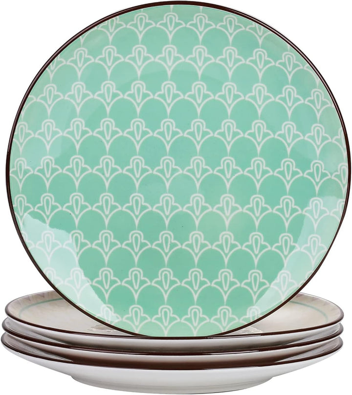 vancasso Kuchenteller Porzellan, 4 teilig Tulip Desserteller für Frühstück, Serie Mandala 4tlg Salat