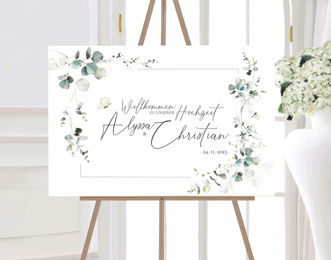 Manschin Laserdesign Willkommensschild Aluverbund personalisiert - Made in Germany - Welcome Willkom