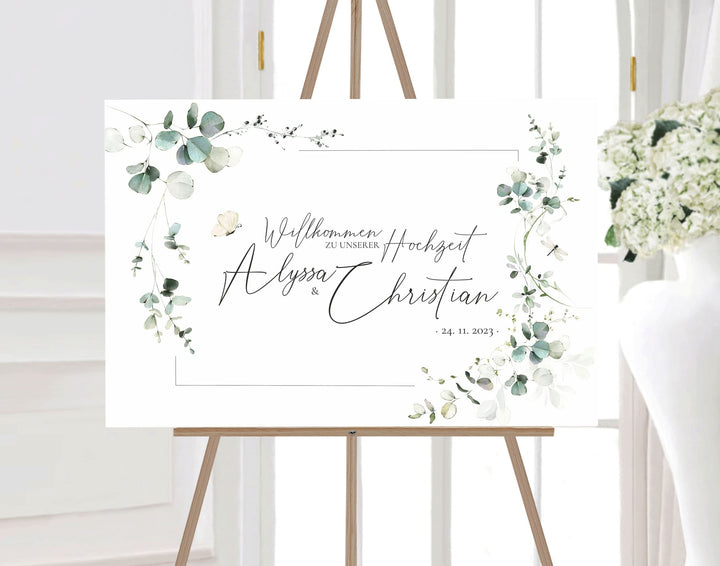 Manschin Laserdesign Willkommensschild Aluverbund personalisiert - Made in Germany - Welcome Willkom