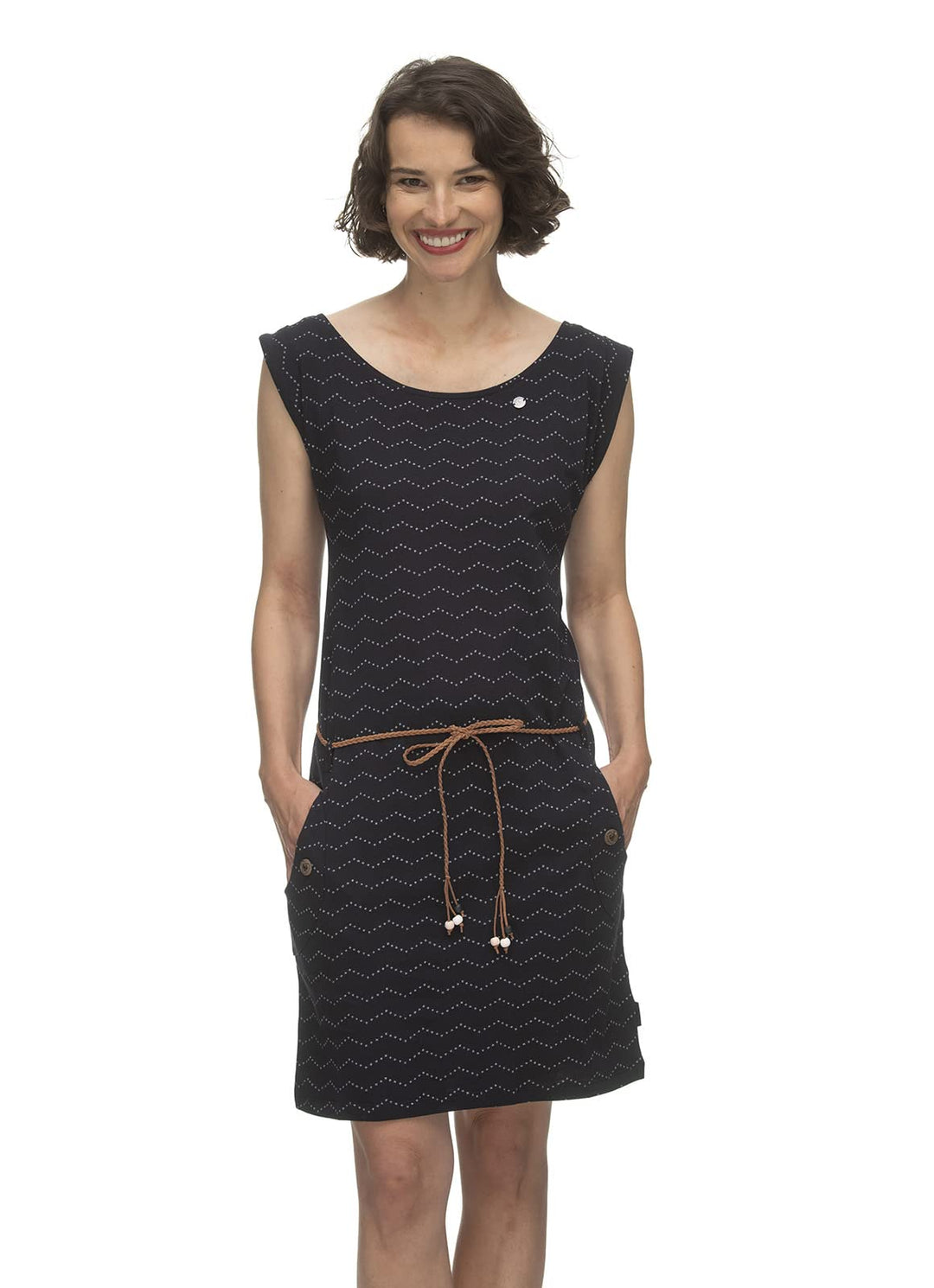 Ragwear TAGG Zig ZAG Damen Frauen Kurzarmkleid,Kleid,Freizeitkleid,Sommerkleid,Shirtkleid,Kurzarm,Ta