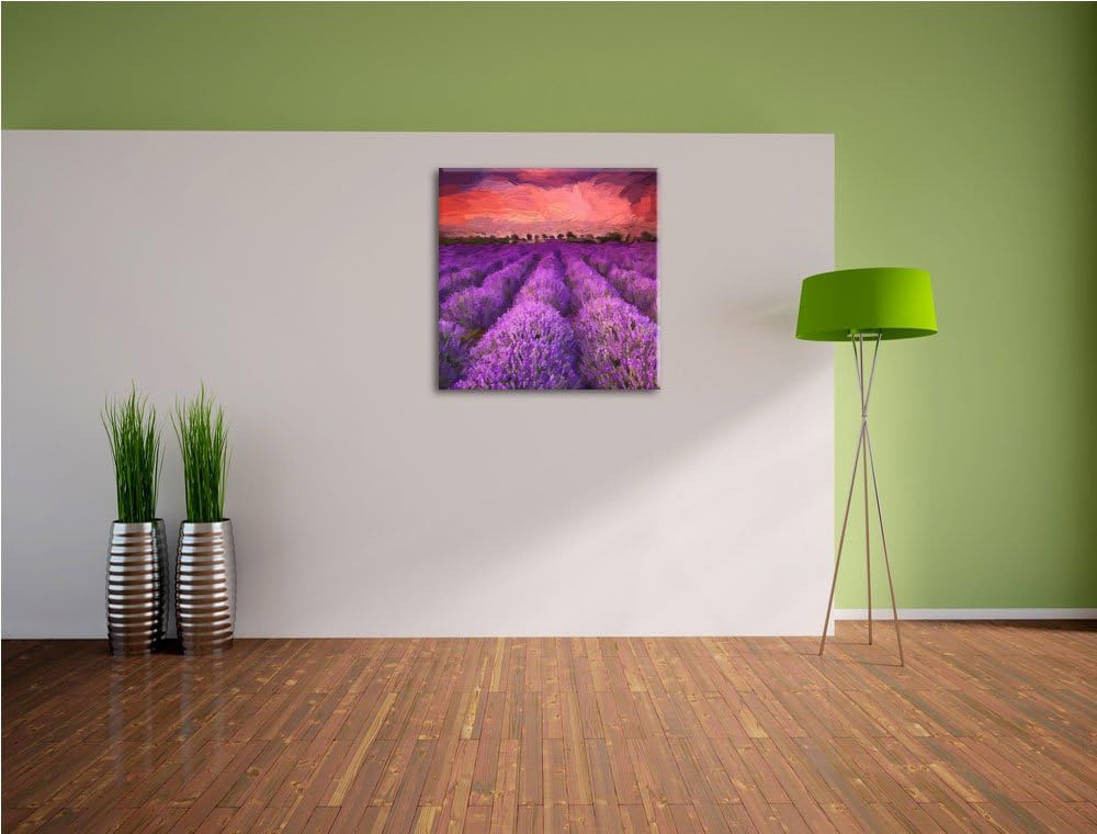 Pixxprint Lavendelfeld in Frankreich als Leinwandbild/Grösse: 70x70 cm/Wandbild/Kunstdruck/fertig be