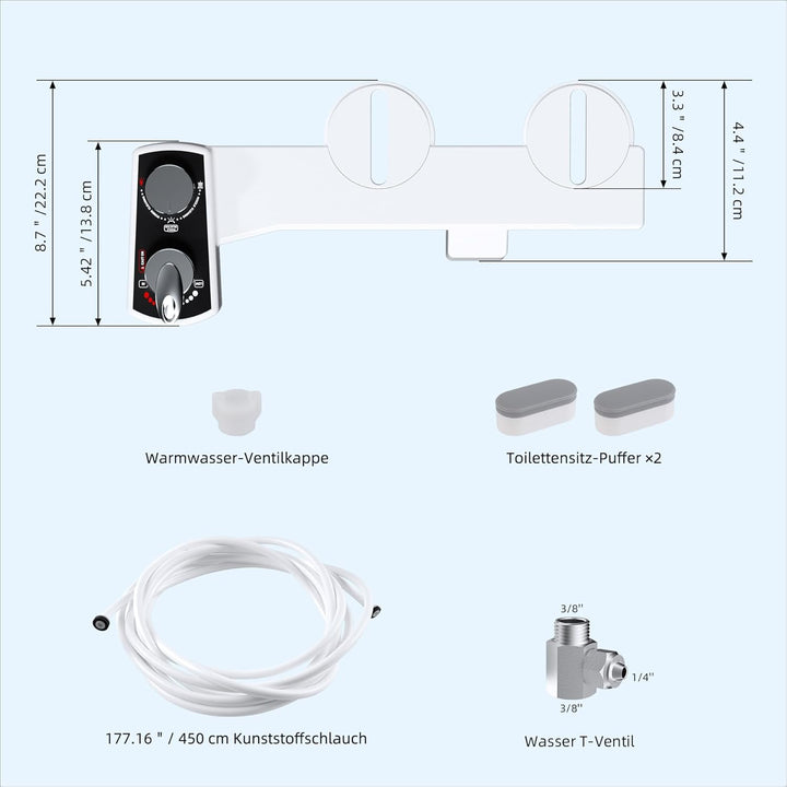Hibbent Bidet Aufsatz für Toilette, Cold/Heiss Water Bidet Dusch-WC,Intimreinigung mit Selbstreinige