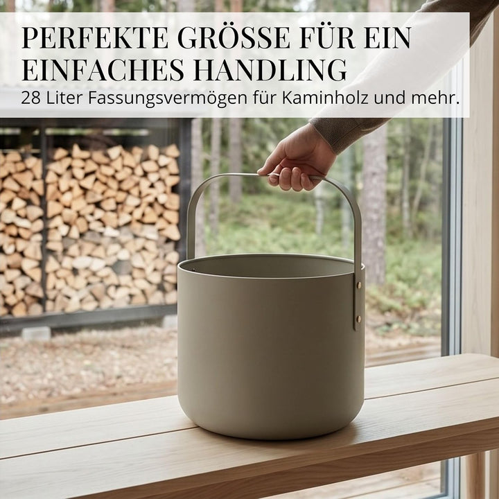LIVLIG Design Kaminholzkorb Metall, Holzkorb für Kaminholz mit Henkel, Grosser Korb für Kaminholz 36