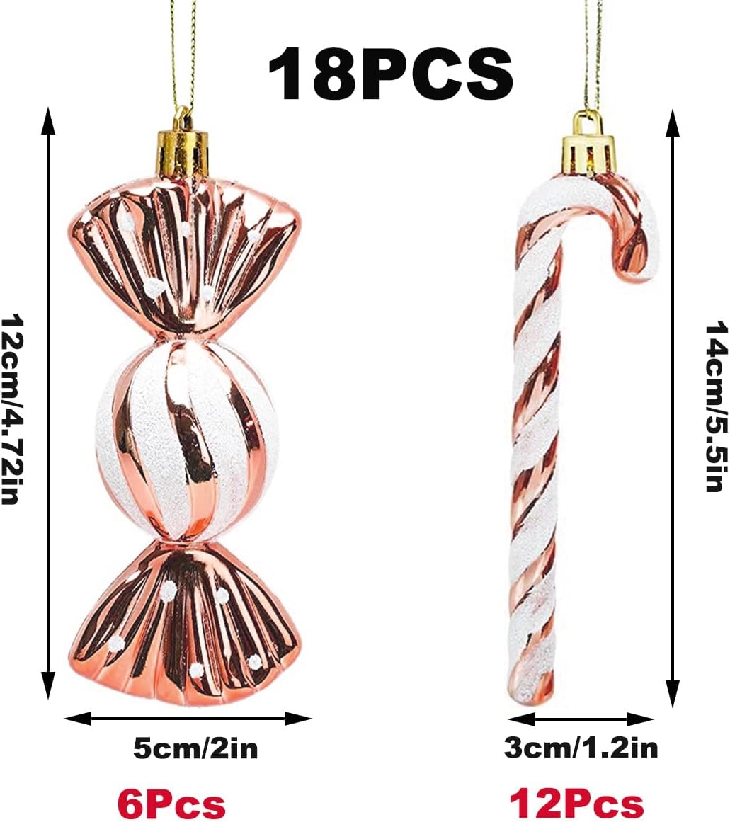 18 Stück Zuckerstangen Weihnachten Deko Weihnachtskugeln Zuckerstangen Deko Glitzer Weihnachtsbaumsc