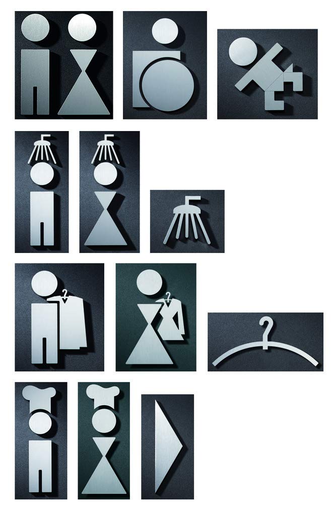 PHOS Design, P0301, Herren WC Türsymbol, 11 cm Höhe, Toilettenschild Piktogramm mit Design Awards, E