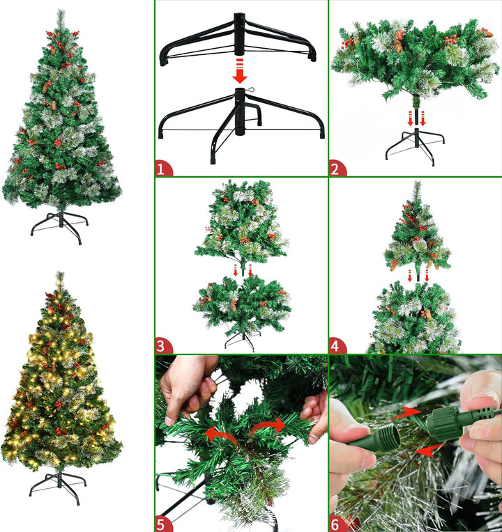 FIVMEN Weihnachtsbaum Künstlich mit Beleuchtung 150 cm PVC Tannenbaum Christbaum Künstlicher mit 260