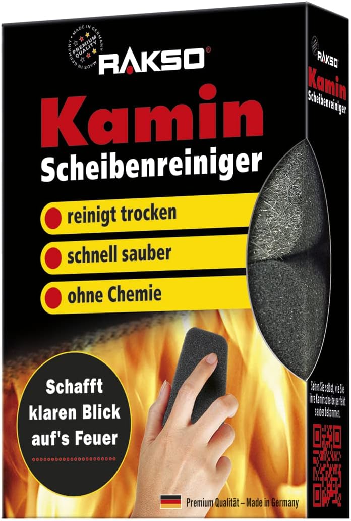 RIBIMEX PRCEN015, ASHMax Aschesauger, 1000 W, 18 L, Orange und Schwarz & RAKSO Glas-Reiniger für Kam