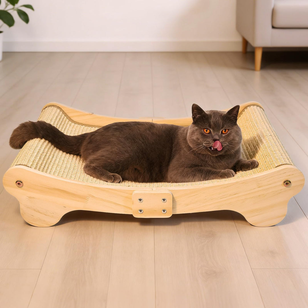 DONWEI Sisal Kratzbrett Katze, Kratzbretter Katze Holz, 160° Gebogenes Design, Kratzmatte aus Natürl