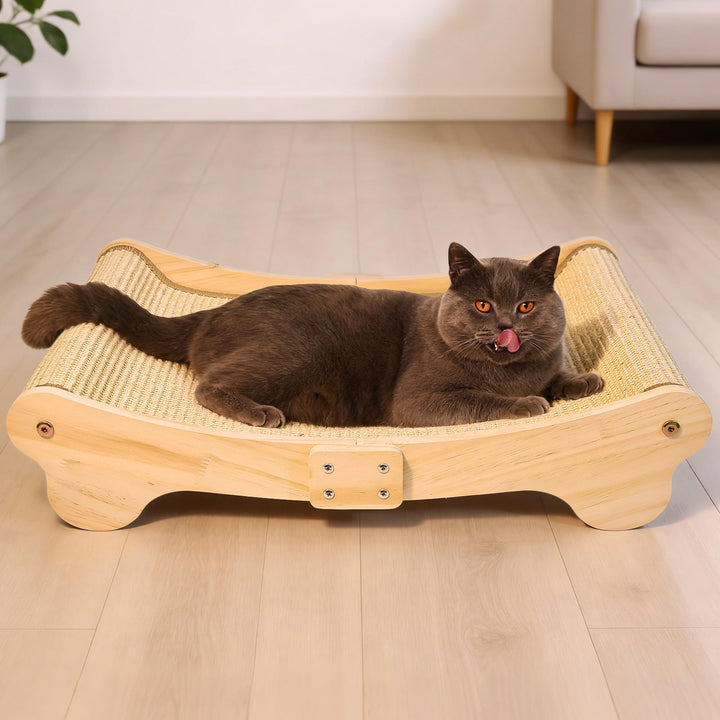 DONWEI Sisal Kratzbrett Katze, Kratzbretter Katze Holz, 160° Gebogenes Design, Kratzmatte aus Natürl