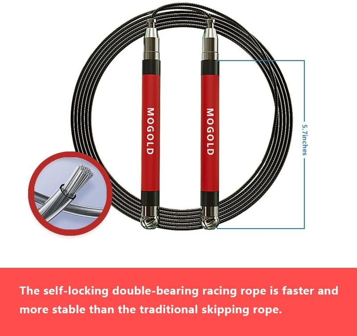 2-in-1 Speed Rope: 2mm for Boxing/MMA & 3mm for CrossFit - Tool-Free Adjustable Cable System with Du