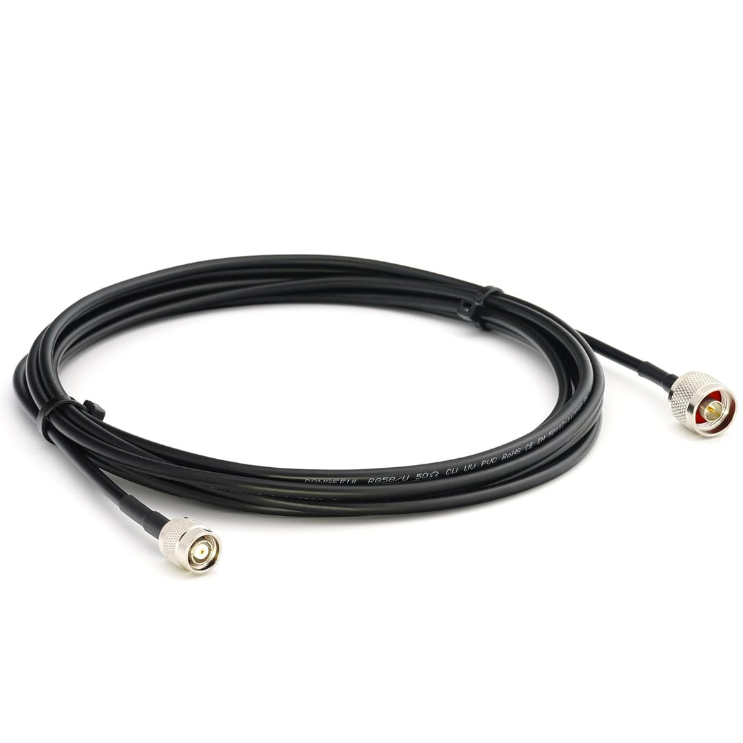 5m N Stecker auf RP-TNC Stecker RG58 Koaxialkabel — 5 Meter Verlustarmes Antennenkabel 50 Ohm Verlän