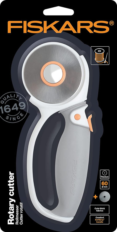 Fiskars A1 Schneidematte, 60 cm x 91 cm, Schnittfest, 1003896 & Titan-Rollmesser, Ø 60 mm, Für Recht