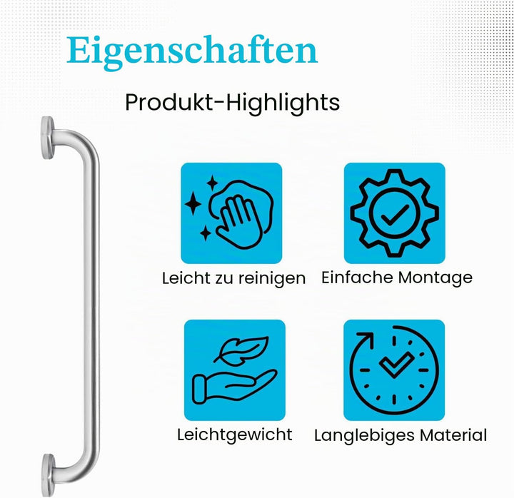 Intirilife Handtuchhalter aus Edelstahl Gebürstet - Länge 50cm und 19mm Stangendurchmesser zum Bohre