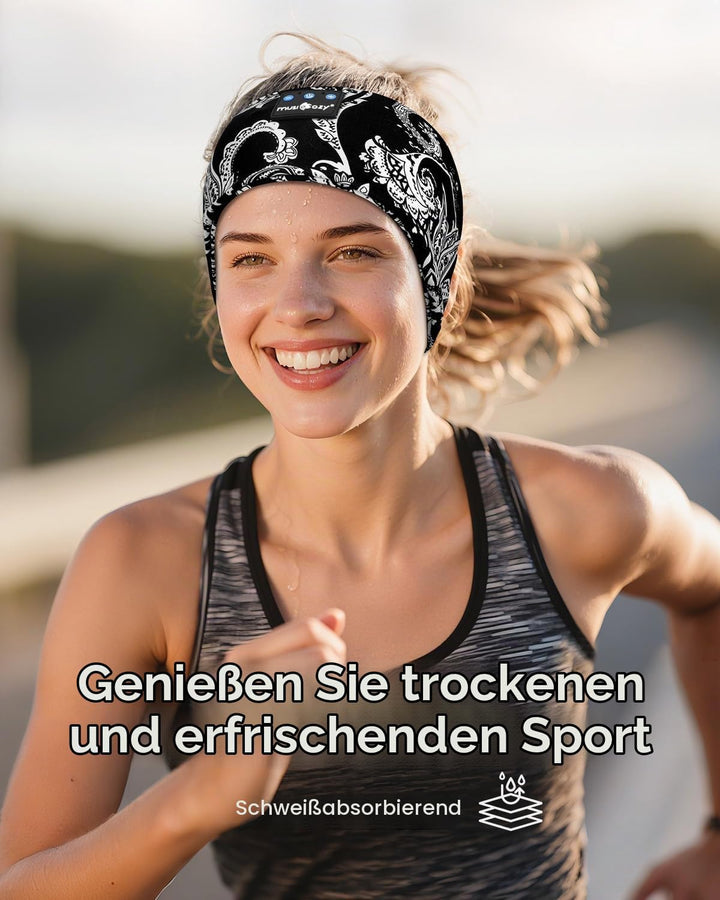 MUSICOZY Schlafkopfhörer Bluetooth, Schlaf Kopfhörer Seitenschläfer Kabellos Sport Kopfhörer Stirnba