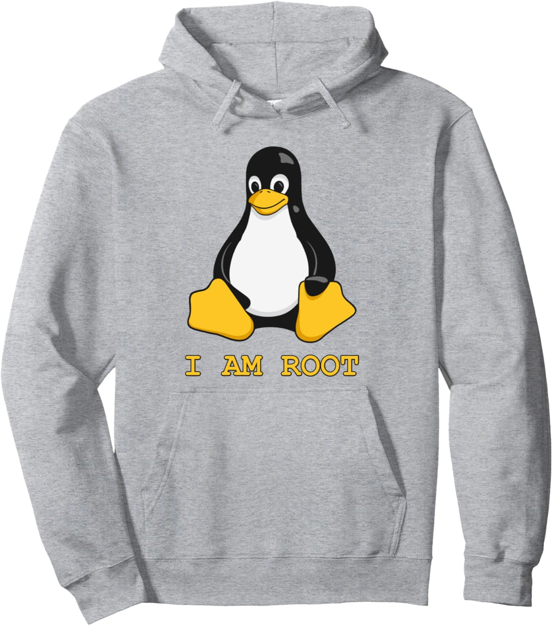 Linux Mascot Tux the Penguin I Am Root Men Women Pullover Hoodie