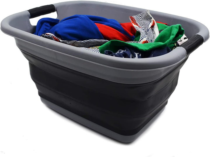 SAMMART 25L Zusammenklappbarer Wäschekorb / -wanne - Faltbarer Aufbewahrungsbehälter/Organizer - tra