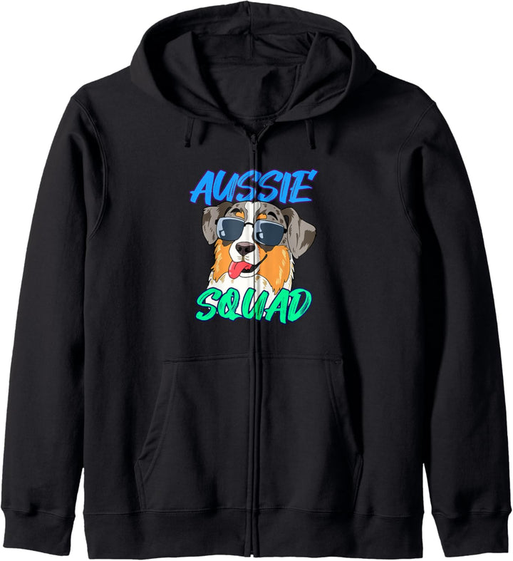 Australian Shepherd In Brille Geschenk Aussie Squad Kapuzenjacke
