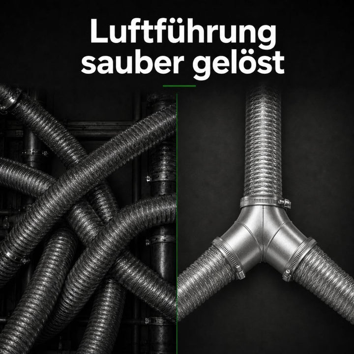 Weedness Y-Stück 100 mm Metall Rohr für Grow Abluft - Rohrlüfter Lüfter Aktivkohlefilter Ablauftschl