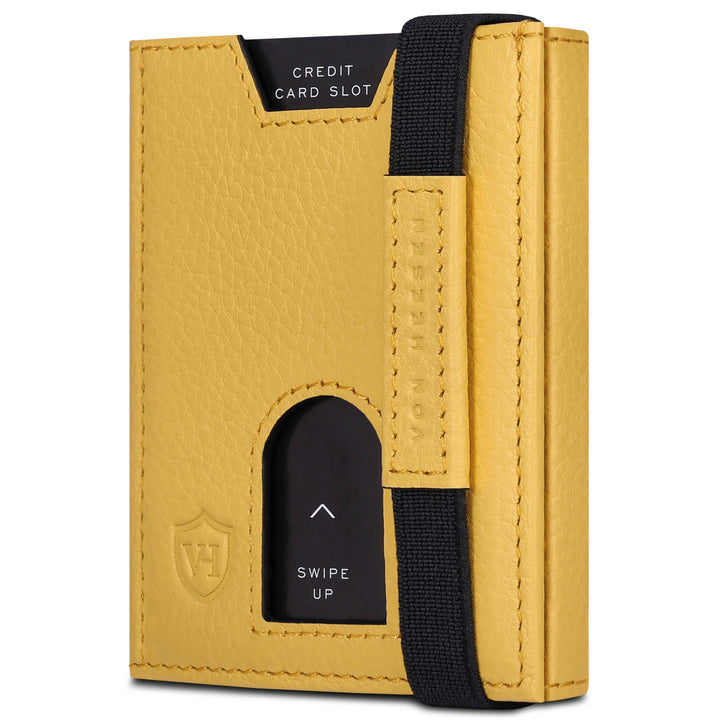 VON HEESEN Slim Wallet mit Münzfach &amp; RFID-Schutz - Leder Geldbeutel - Mini Geldbörse für Herren und