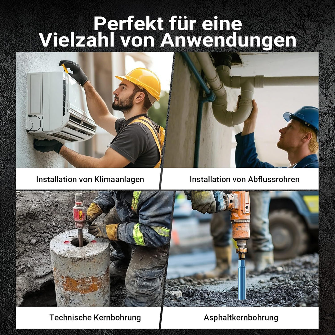 Wiltec Diamantbohrkrone Typ 1 (Shark) Ø 52 mm, Bohrkrone 450 mm, 1¼ UNC Nassbohrkrone, Diamantbohrer