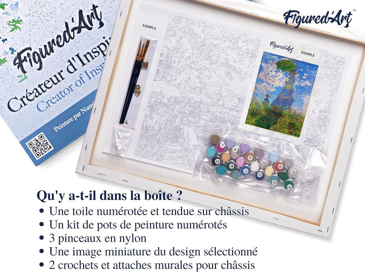Figured'Art Malen Nach Zahlen Erwachsene Mit Rahmen Der Spaziergang - Monet - Paint by Numbers Baste