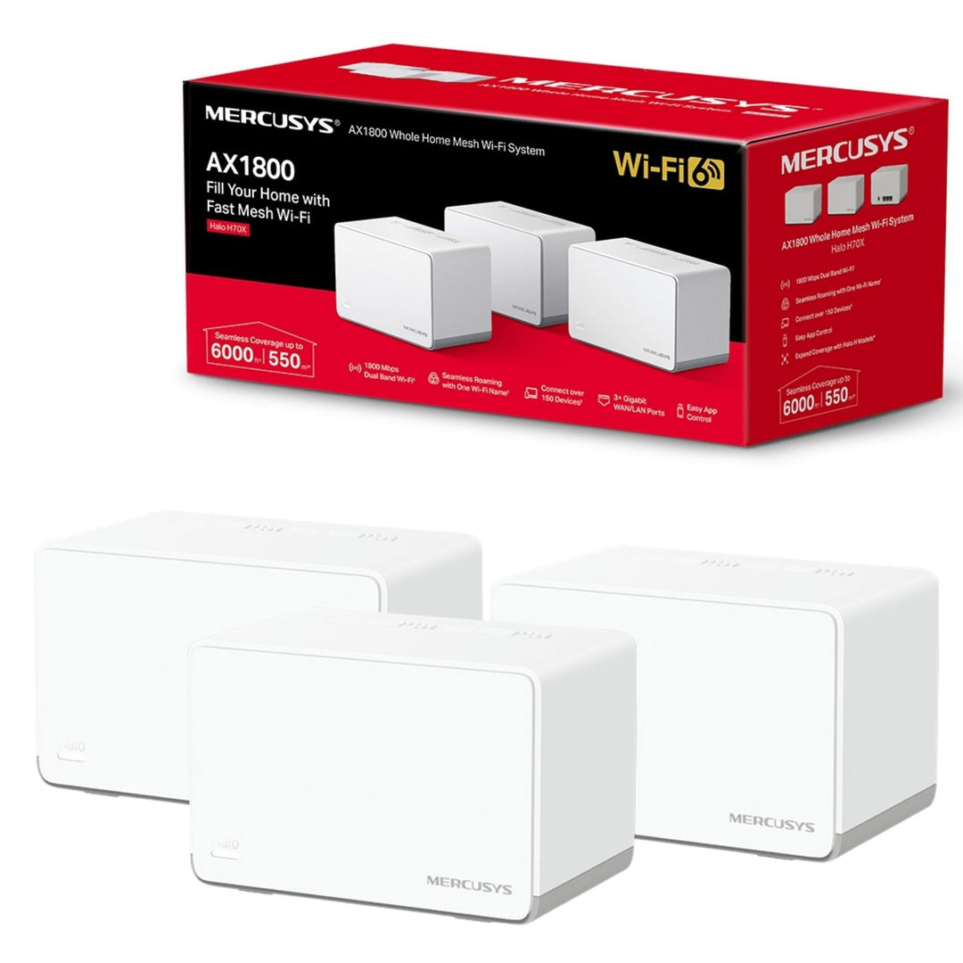 Mercusys AX1800 Whole Home Mesh Wi-Fi 6 System, Abdeckung bis zu 550 m², verbindet bis zu 150 Geräte