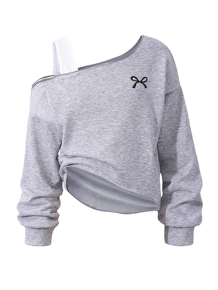 SweatyRocks Sweatshirt Mädchen 122-152 Pullover Teenager Off Shoulder Oberteil Strickpullover Mit Sc